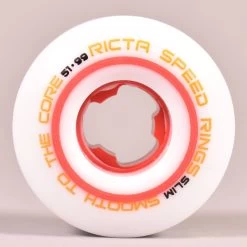 Ricta Wheels Speed Rings Slim (White/Red) 99A Skateboard Wheels - 51mm