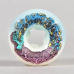 Santa Cruz Skateboards Slime Balls Hairballs 50-50 (White/Teal) 95a Skateboard Wheels 54mm