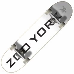 Zoo York Skateboards OG 95 Logo Block White/Black/Grey Complete Skateboard 7.75"